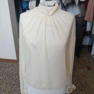 CHIC Sheer Cream Mock Neck Express Top Size Medium Excellent